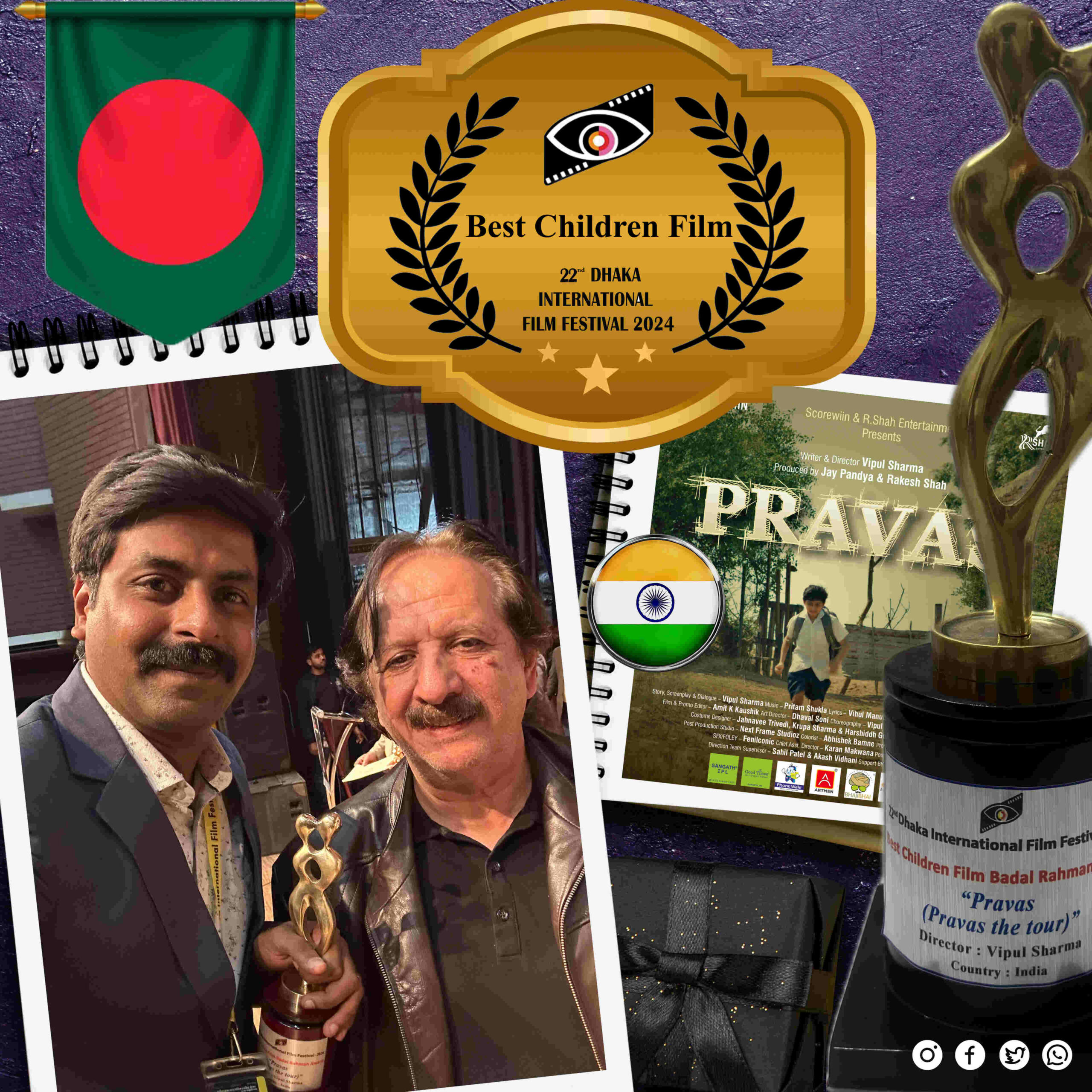 Pravas Bags Best Children Film Badal Rahman Award at 22nd Dhaka International Film Festival!