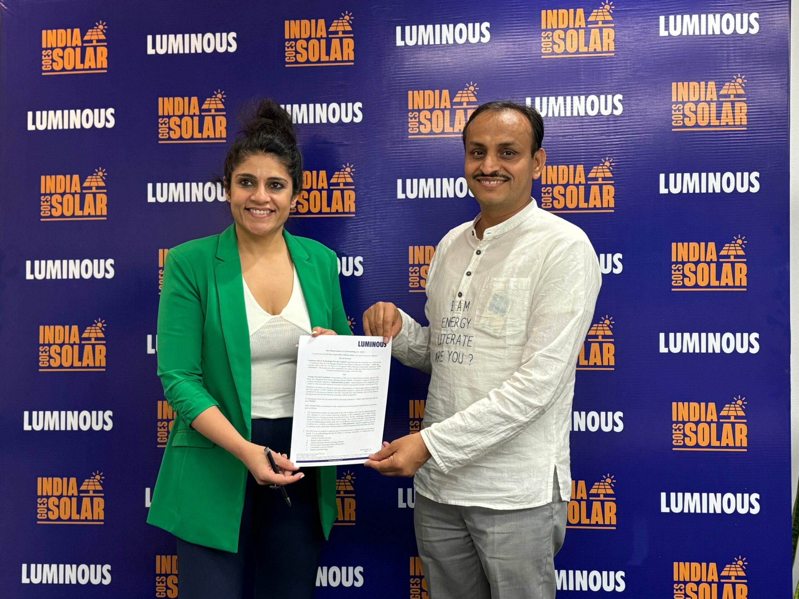 Luminous Power Technologies Joins Forces with Energy Swaraj Foundation and India’s Solar Man to drive climate correction initiatives