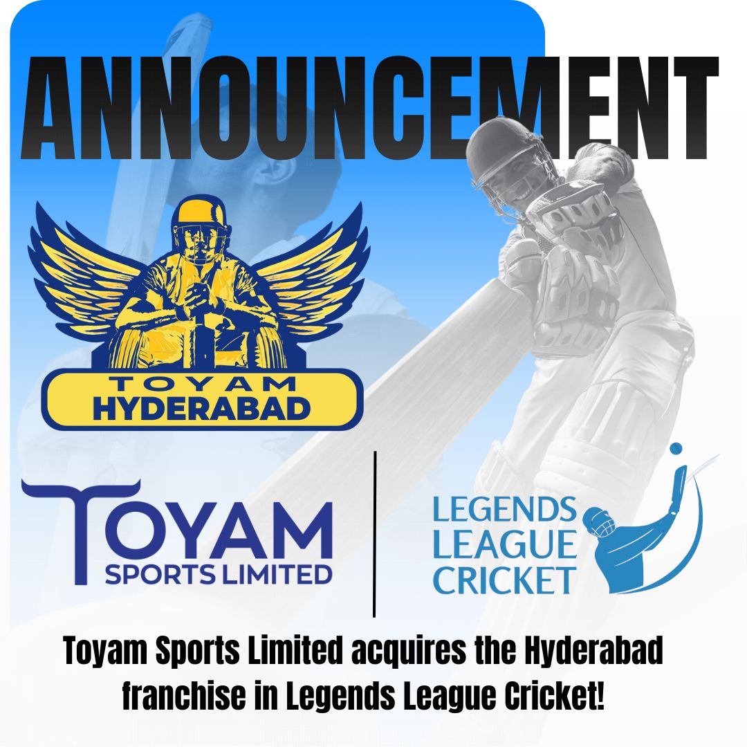 Toyam Sports Limited buys out Hyderabad franchise in Legends League Cricket for an undisclosed amount.