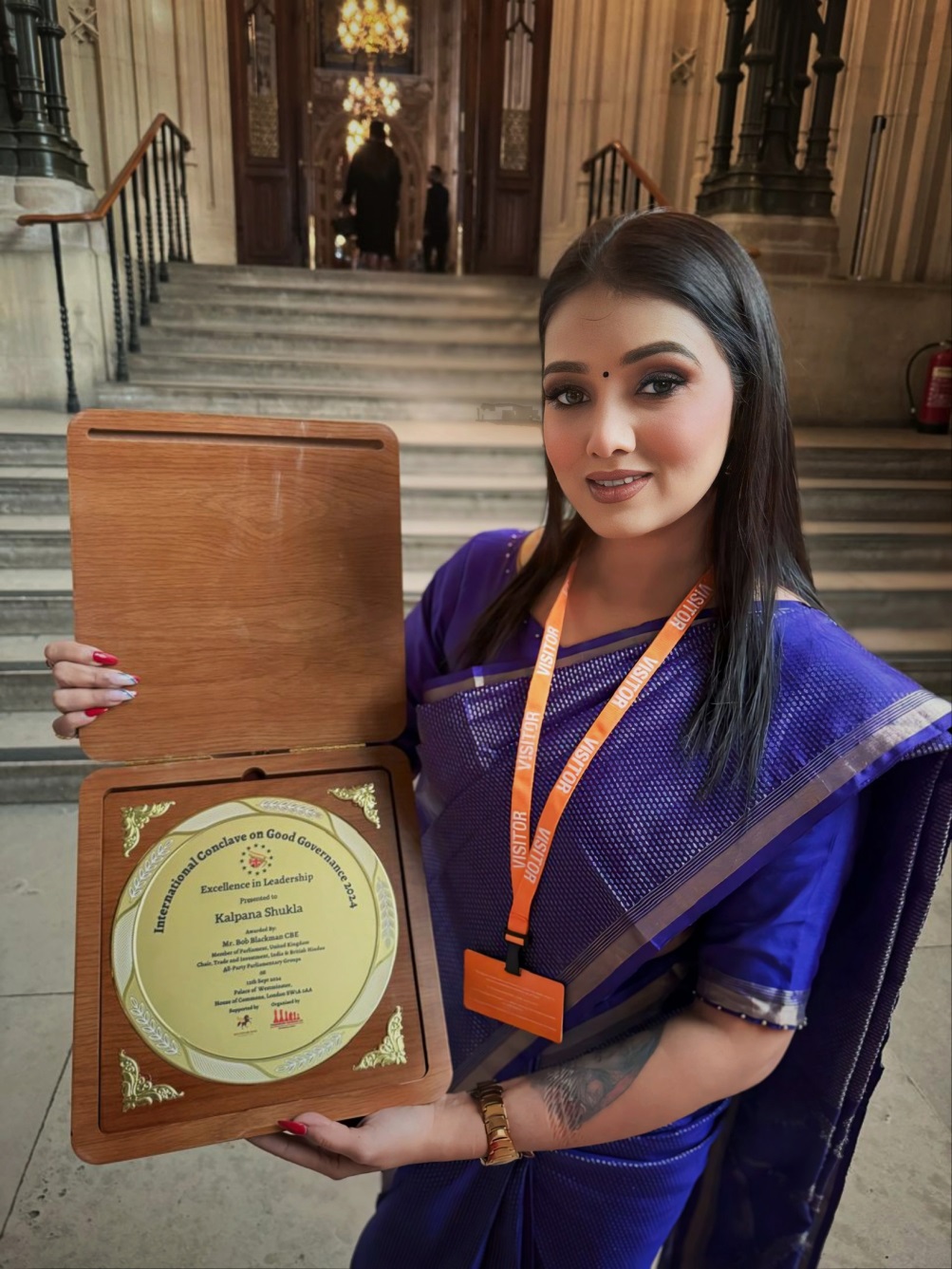 Kalpana Shukla: Mrs. Universe 2023, First Runner Up, Receives “Excellence in Leadership: Recognition at UK Parliament During India-UK Conclave on Good Governance