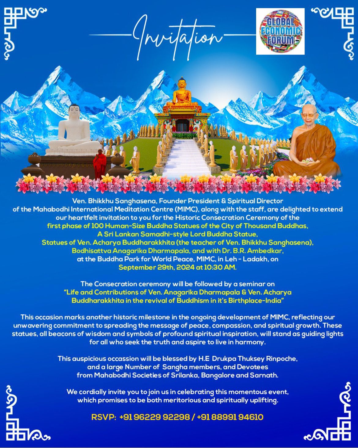 Dr Hari Krishna Maram Founder Chairman netting with His Holiness Ven Bhikkhu Sanghasena